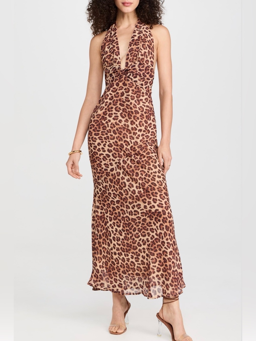 Runaway The Label Tenaya Leopard Print Halter Maxi Dress - Picture 1 of 3